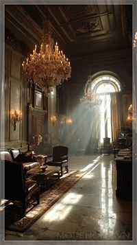 Không Gian Sang Trọng Của Phòng Nội Thất Cộng Hòa Với Đèn Chùm Lộng Lẫy...