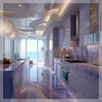 Không Gian Bếp Sang Trọng Với Sắc Tím Đậm...