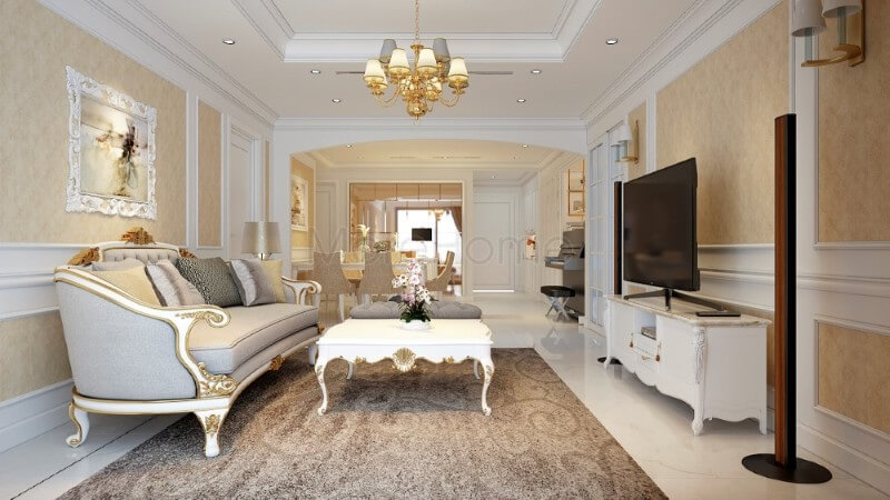 Mẫu thiết kế nội thất chung cư Hoàng Anh Gia Lai cao cấp phong cách tân cổ điển Thiết kế chung cư
