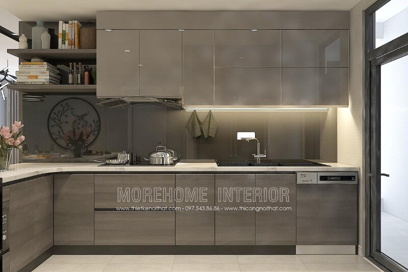 Thiết kế nội thất tủ bếp chung cư Discovery Complex tại Hà Nội sag trọng và ấn tượng Thiết kế tủ bếp đẹp