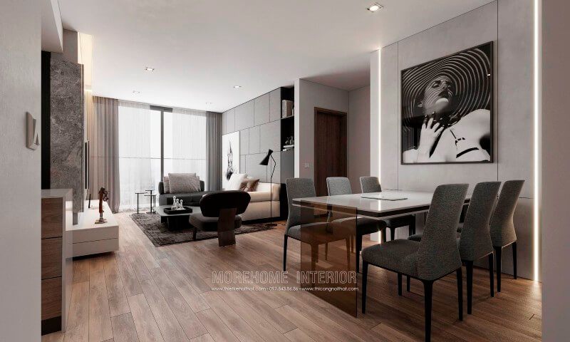 Thiết kế hiện đại của chung cư đã bao gồm khu vực sinh hoạt chung được liên kết với nhau, cửa sổ hướng ra ban công rộng rãi đem lại ánh sáng và không khí trong lành cho các phòng trong căn hộ.