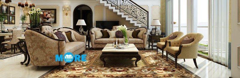 Sofa tân cổ điển đẹp và cao cấp được tạo nên bởi sự kết hợp hoàn hảo giữa gỗ óc chó nỉ nhập khẩu và mang lại đẳng cấp cho gia chủ.